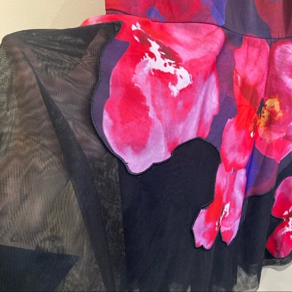 BELLE BY BADGLEY MISCHKA Sz 10 Floral and Mesh A-Line  Zipper Closure Dress - Picture 5 of 14